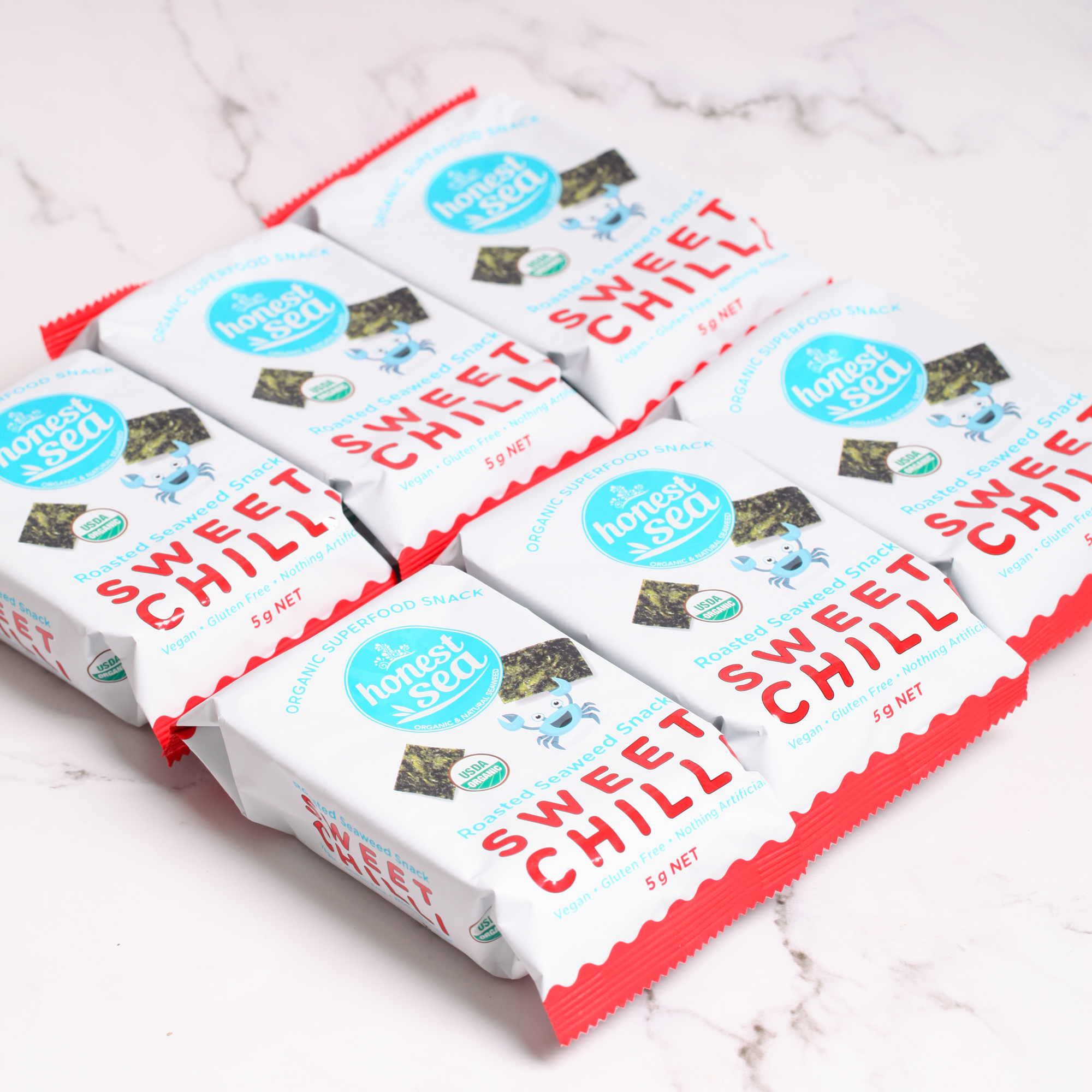 Sweet Chili Organic Seaweed Snack, Multipack 6x5g - Honest Sea